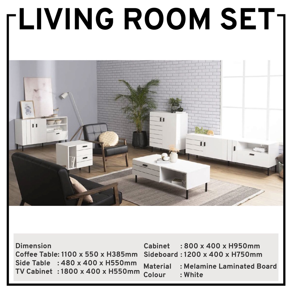 Living Room Set White Collection White TV TV Console Media