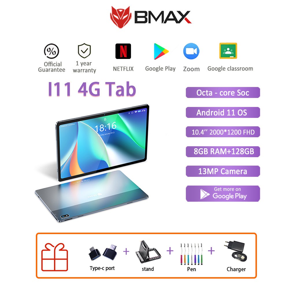 New] BMAX I11 Tablet 10.4” 2000*1200 2K FHD 8GB RAM 128GB ROM