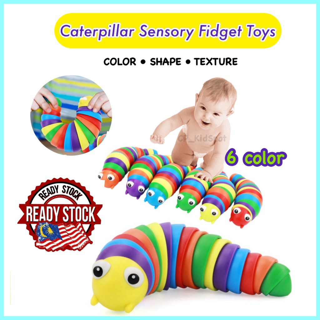 Caterpillar Toy Colorful Big Eyes Fidget Toys Baby Sensory Toy Educational Toys for Kids Stress Relief Toys Mainan Baby