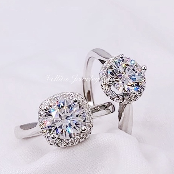 [VELLITA]S925 Ring "Luxury CZ" Female Wedding, Engagement S925 Sterling Silver With Platinum Adjustable