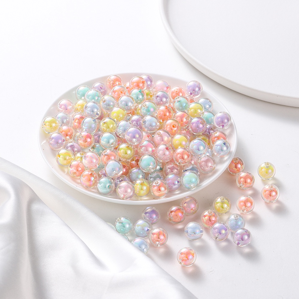 St.kunkka 50pcs 8-15mm Acrylic Colorful Filling Heart Round Beads Handmade diy Braided Bracelet Beaded Hair Clip Accessories