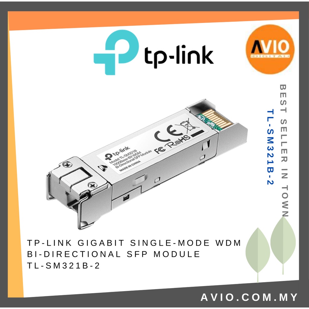 TP-LINK Tplink Gigabit Single Mode WDM Bi-Directional SFP Module LC Connector Interface TL-SM321B-2