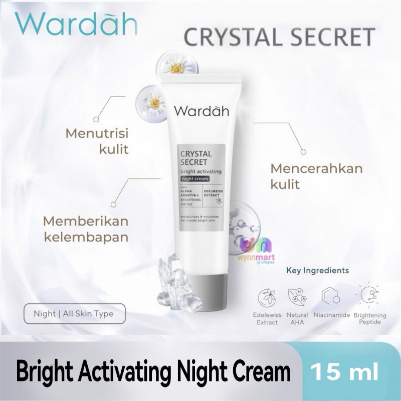 Wardah Crystal Secret Bright Activating Night Cream @ 15ml | Shopee ...