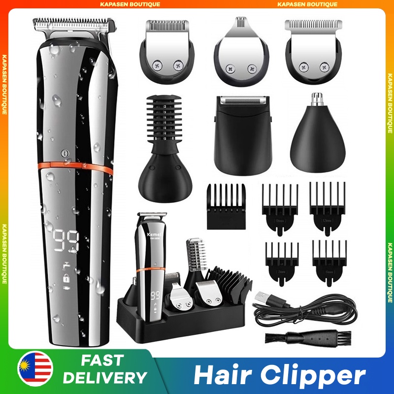 Hair Trimmer Beard Trimmer Hair Clipper 6 in 1 Kit Electric Cordless Nose Trimmer Mens Grooming Trimmer for Beard Head F