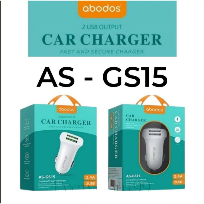 Abodos AS-GS15 2 USB Output Car Charger Fast And Secure Charger Dual USB 2.4A Quick Charging