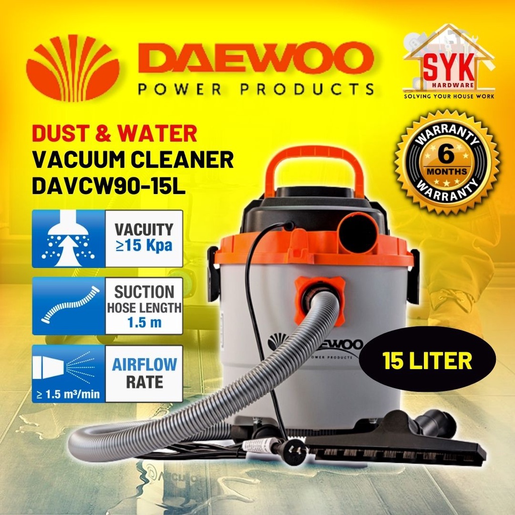 SYK Mostaz Moto MSVC-15L (1250W) / Daewoo DAVCW90-15L (1200W) Wet and Dry Vacuum Cleaner Heavy Duty Water Vacuum Blower