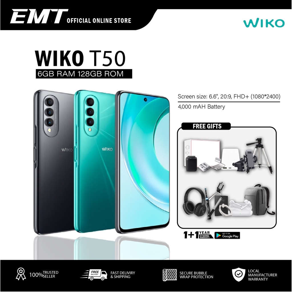 WIKO T50 Smartphone [6GB RAM 128GB ROM] 64MP Triple Camera 6.6
