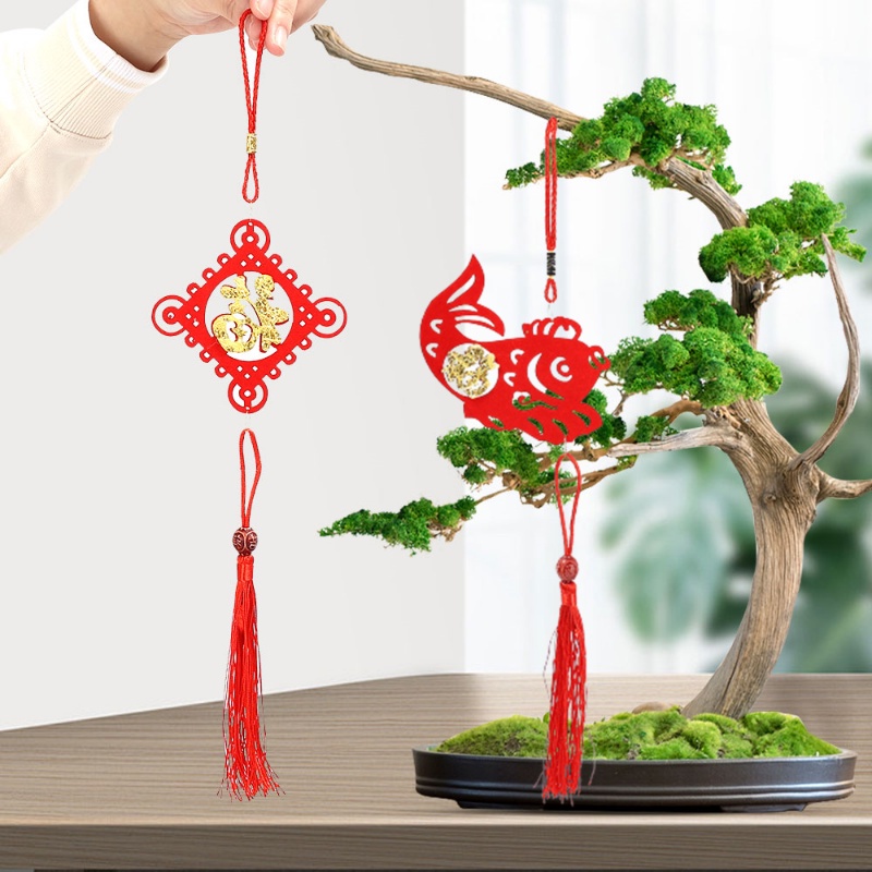 China Fortune Red Hanging Pendant Chinese New Year Tassel Felt Pendants Home Decoration Good Luck Ornaments Door Beautiful Decor Props