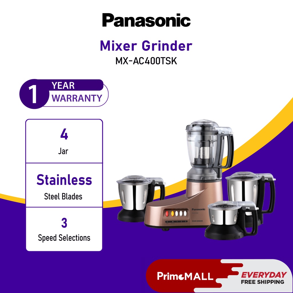 PANASONIC MXAC400 Mixer Grinder 1000W 4 Jars MXAC400TSK Fruit Pusher