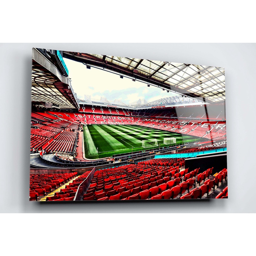 Manchester United Old Trafford Stadium Acrylic Glass Wall Art High Gloss Home Decor Wall Art Ready To Hang United Fan Print On Glass