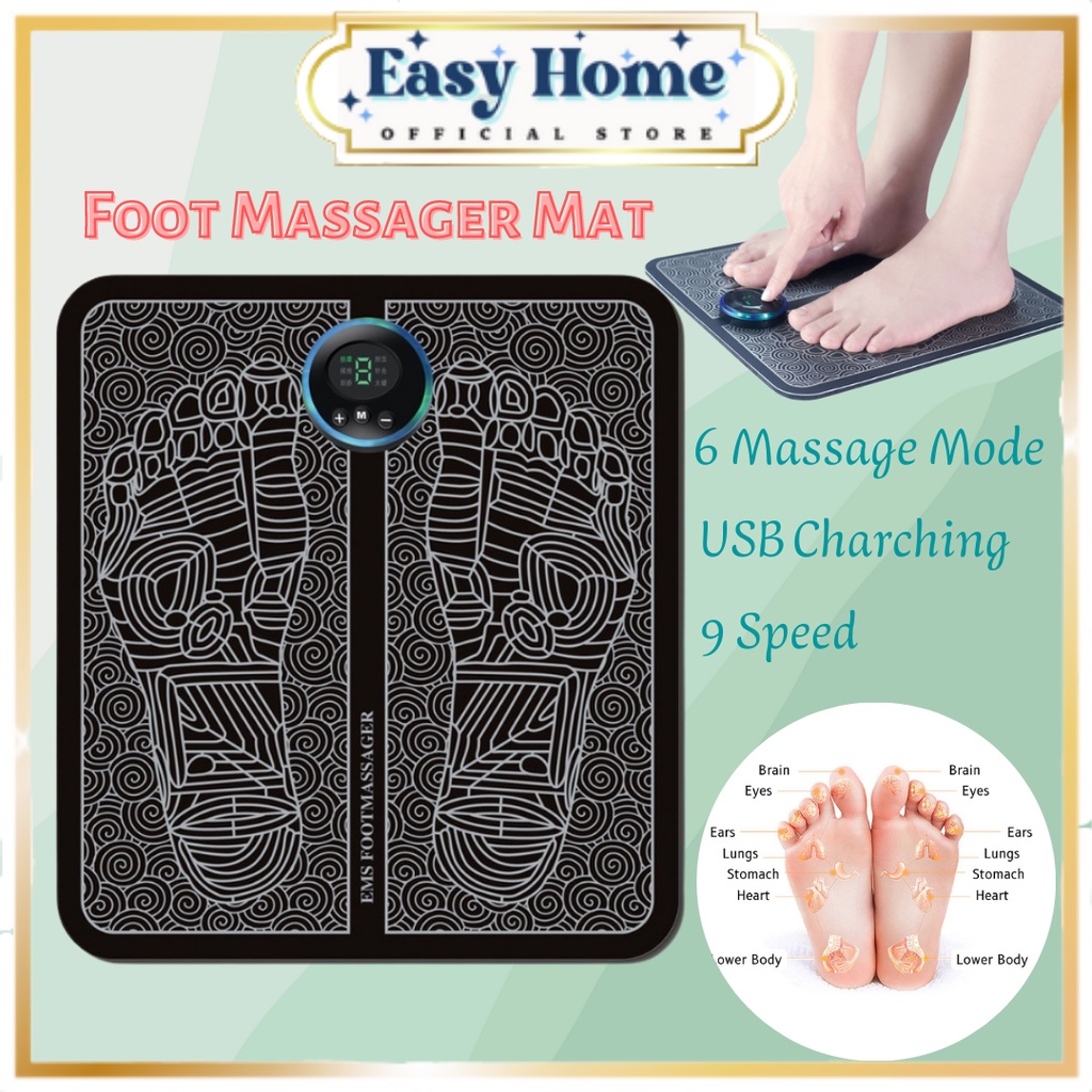 Easyhome Pengurut Kaki Ems Foot Massage Pad Feet Simulator Patch Koyok