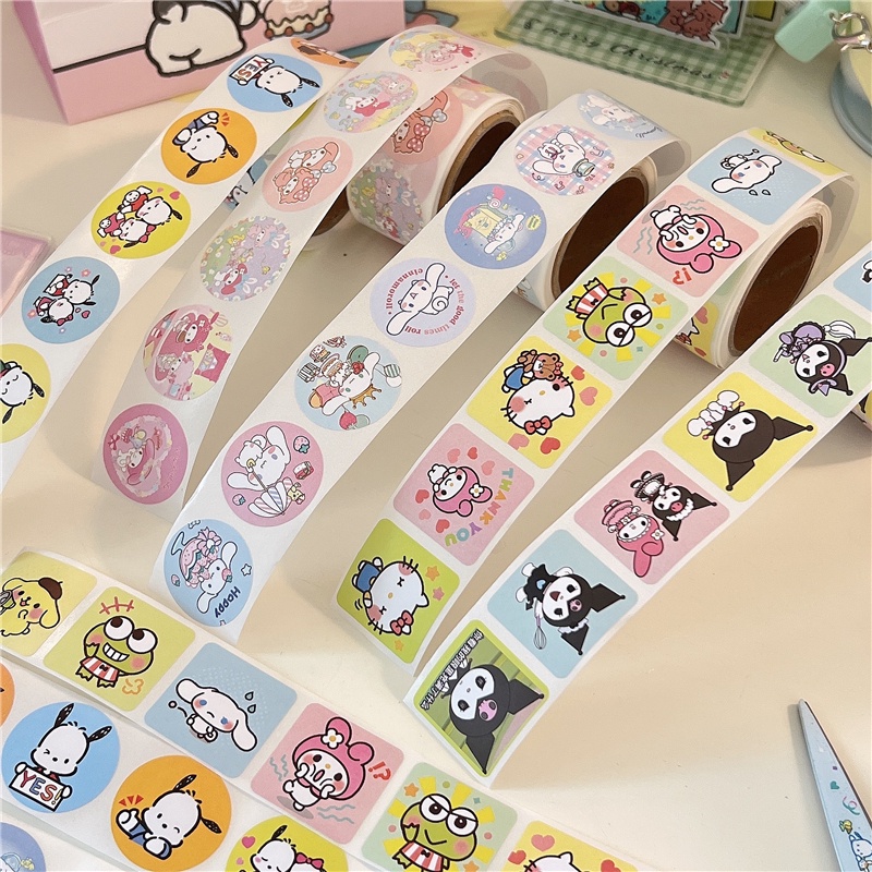 200pcs/roll Sanrio Sealing Sticker Tapes Cute Shinchan Label Stickers ...