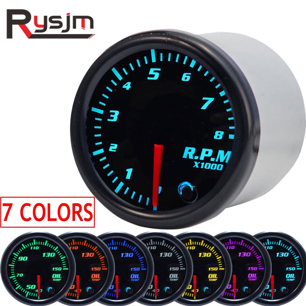 2" 52mm Car Auto Tachometer Gauge 08000 RPM Meter Universal 7 Color