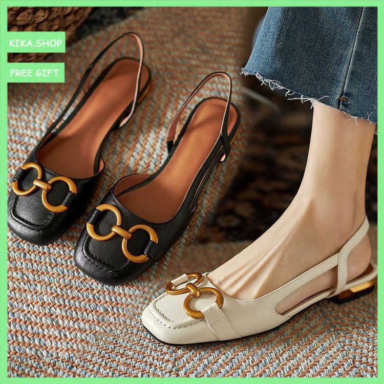 RAYA! 221111 Raya Fashion Square Head with One Line Buckle Flat Sandals for Women