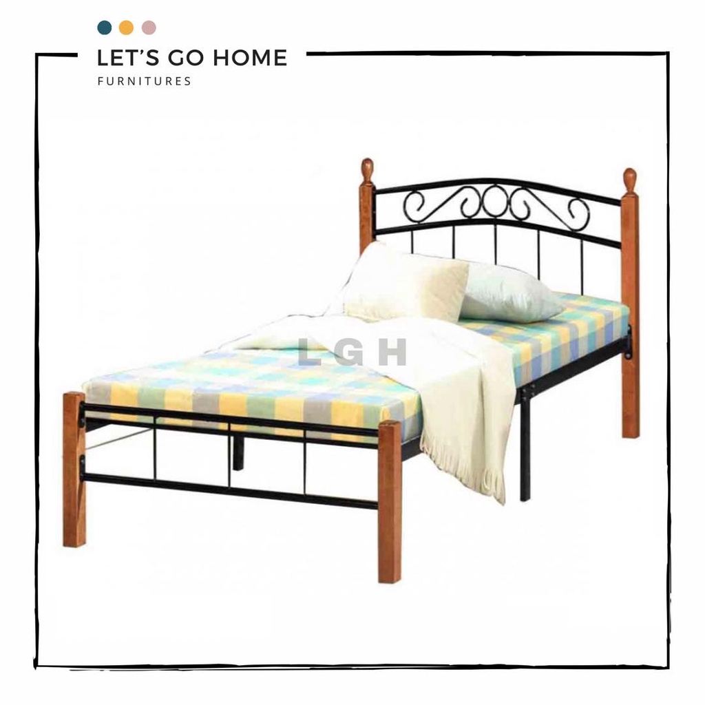 Antique Wooden Classic Modern Metal Single Bed Frame Katil Besi