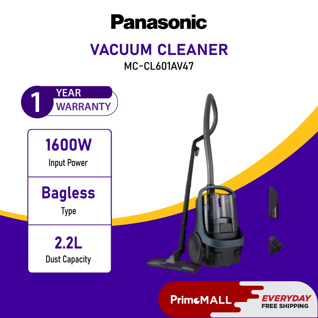 PANASONIC MCCL601 POWERFUL 1600W CYCLONE BAGLESS CANISTER VACUUM