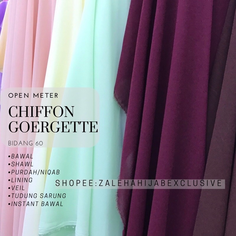 CHIFFON GEORGETTE SOFT OPEN METER BIDANG 60 ZALEHA TEXTILE MURAH CHIFFON LEMBUT CHIFFONTEBAL CHIFFON BAJU KAIN MURAHSOFT