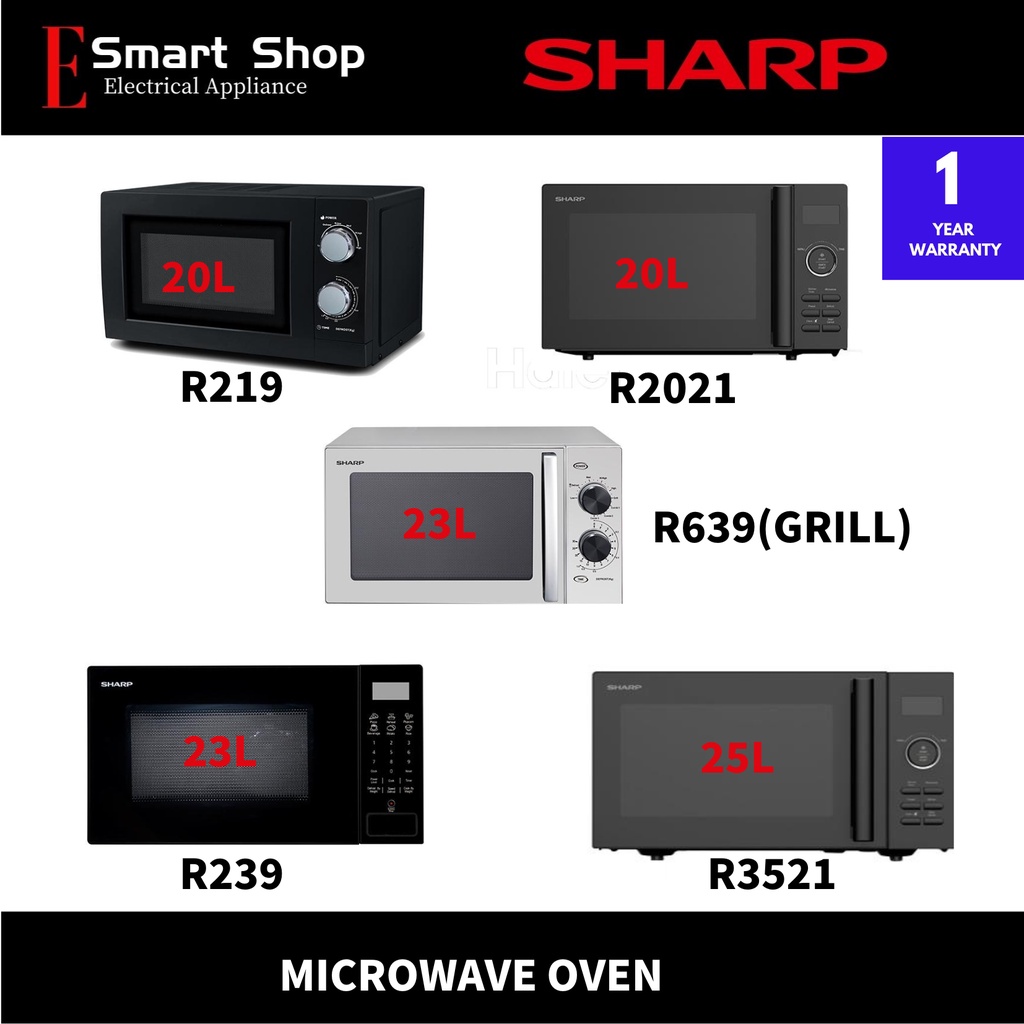 SHARP 20/23L/25L MIROWAVE OVEN/MICROWAVE OVEN WITH GRILL M:R219/R2021/R239/R639/R3521