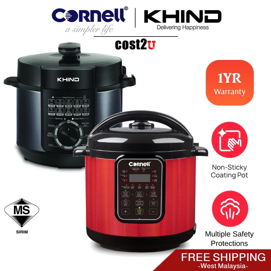 Cornell 6L Electric Pressure Cooker | CPC-E60C PC6100 (Multi Cooker Slow Cooker Food Steamer 氣壓鍋