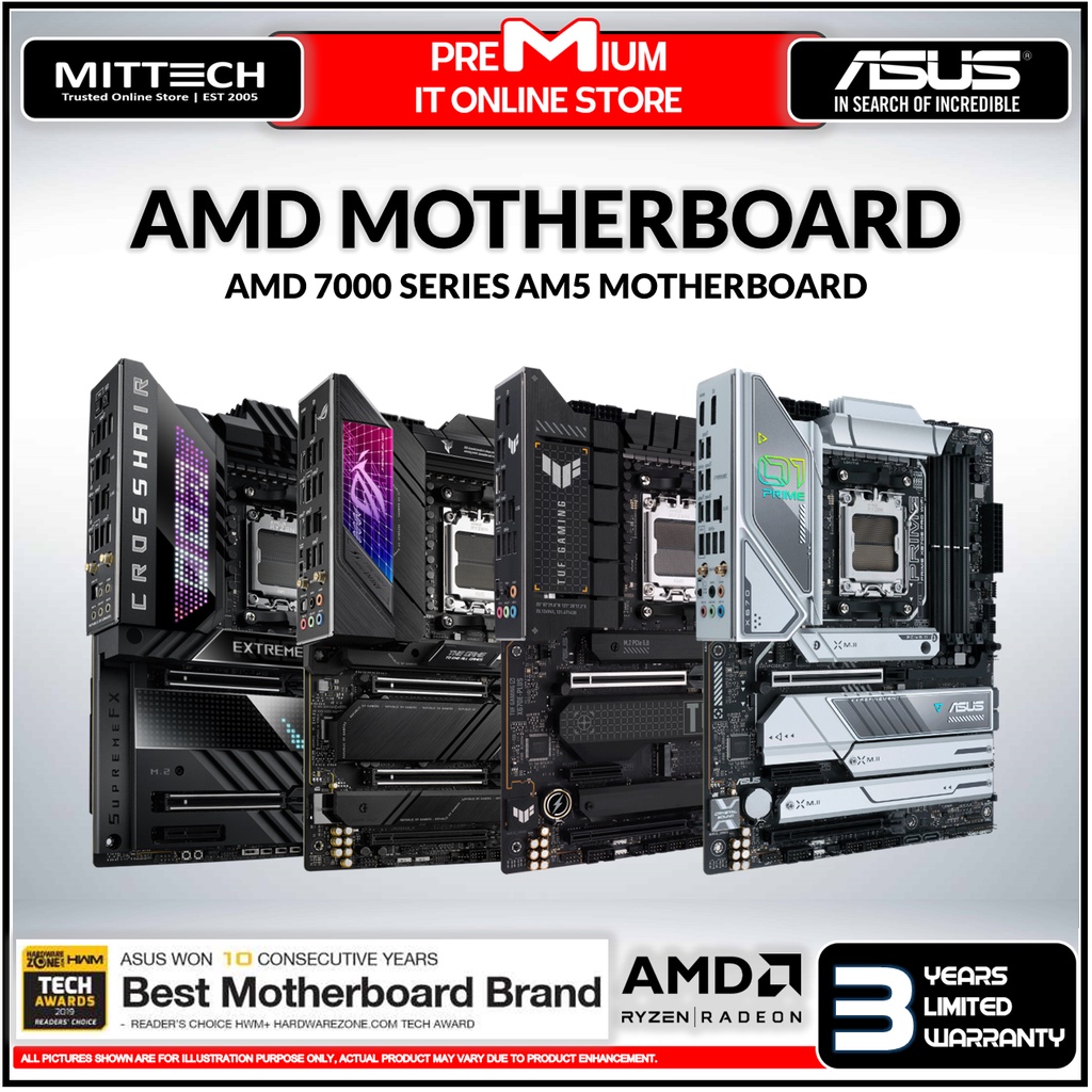 Asus Gaming Motherboard AMD X670 / X670E / B650 Socket AM5 For 7000