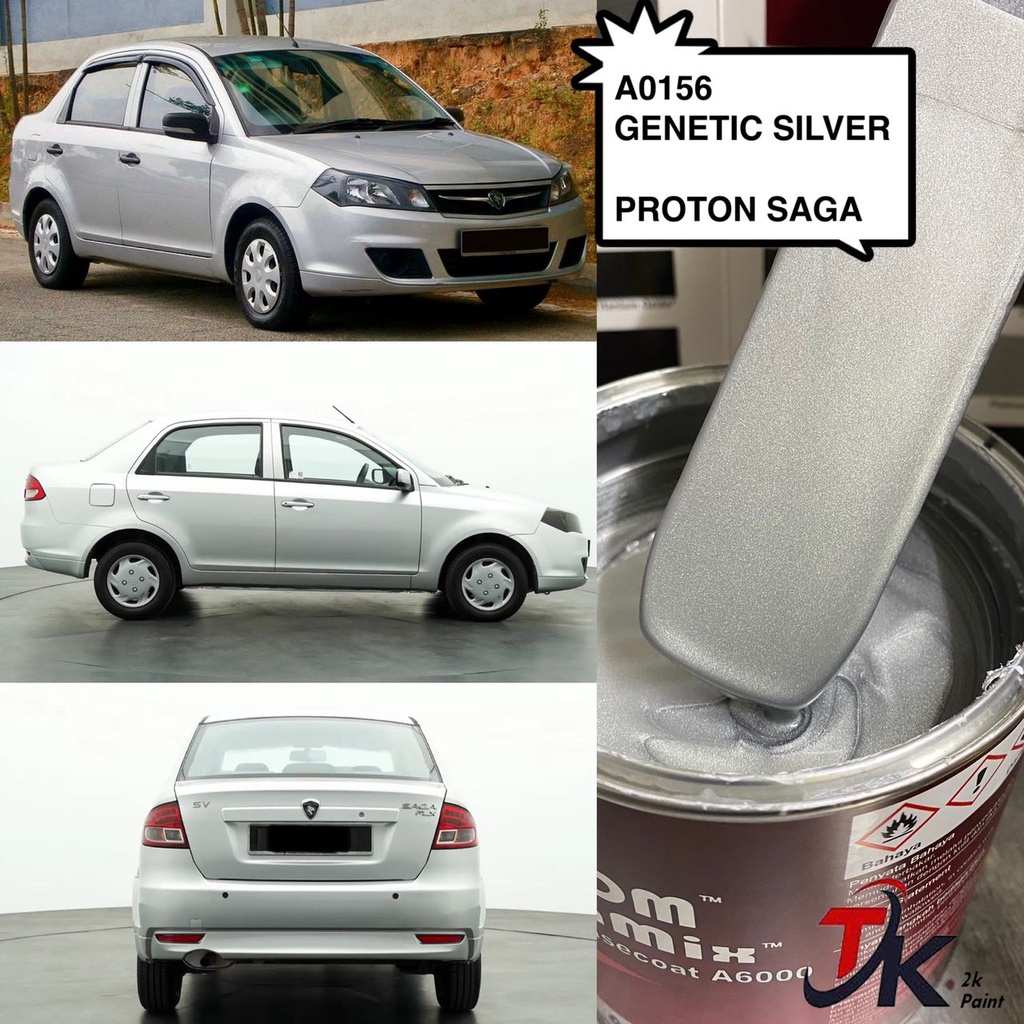 A0156 SILVER PROTON SAGA 2K PAINT/FAST DRY/CAR PAINT/CAT