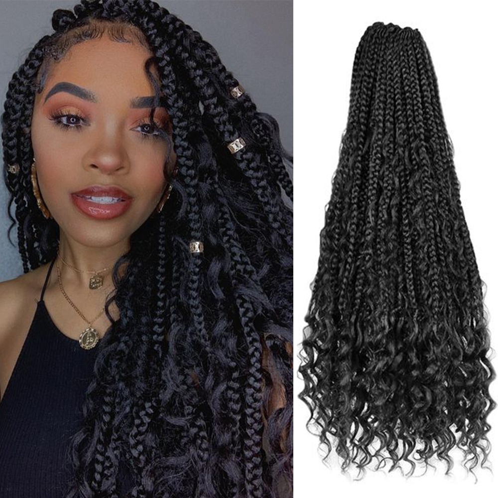 Nadia Box Goddess Braids Synthetic Hair Crochet Messy With Curly Ends ...