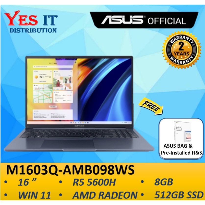 Asus Vivobook 16X M1603Q-AMB098WS/AMB099WS Laptop (R5 5600H, 8GB, 512GB ...