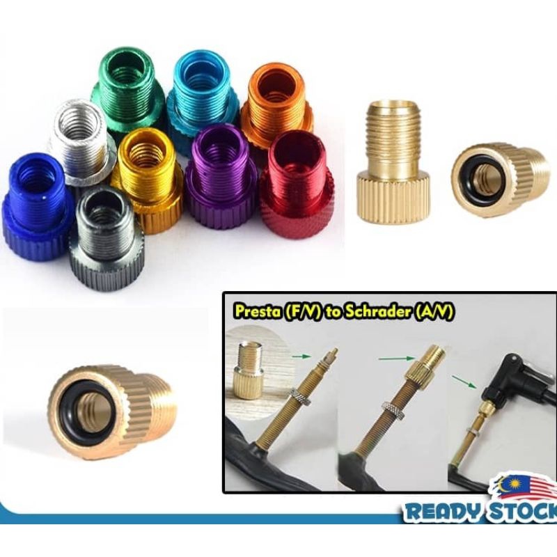 Bicycle Presta Valve Schrader Copper Adapter Converter Road Bike Cycle Bicycle Pump FV to AV Tembaga Tube Basikal Cycle