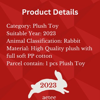 CNY RABBIT TOY 23cm Decoration 2023 Chinese New Year Gift Mascot Cute