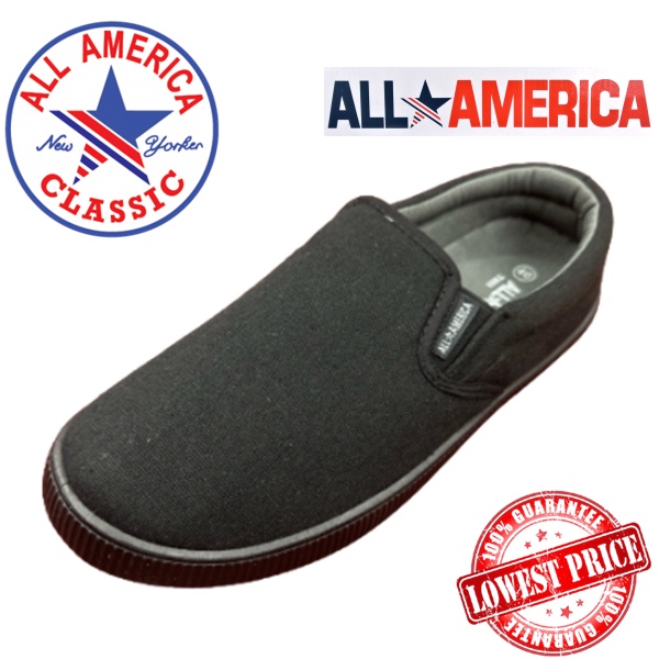 All America Black School Shoes Slip On | Kasut Sekolah Hitam Sarung Slip On | All America Kasut Hitam Sarung 233301