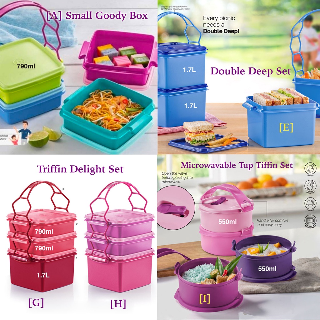 Tupperware Small Goody Box (4) 790ml / Double Deep (2) 1.7L / Triffin