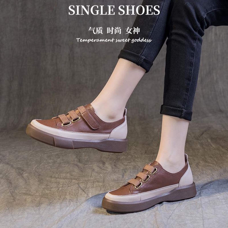 Fashionable Foreign Trade Hot-Selling 2022 New Style Spring Vintage Casual Shoes Women Flat Sole Real Soft Leather Women's