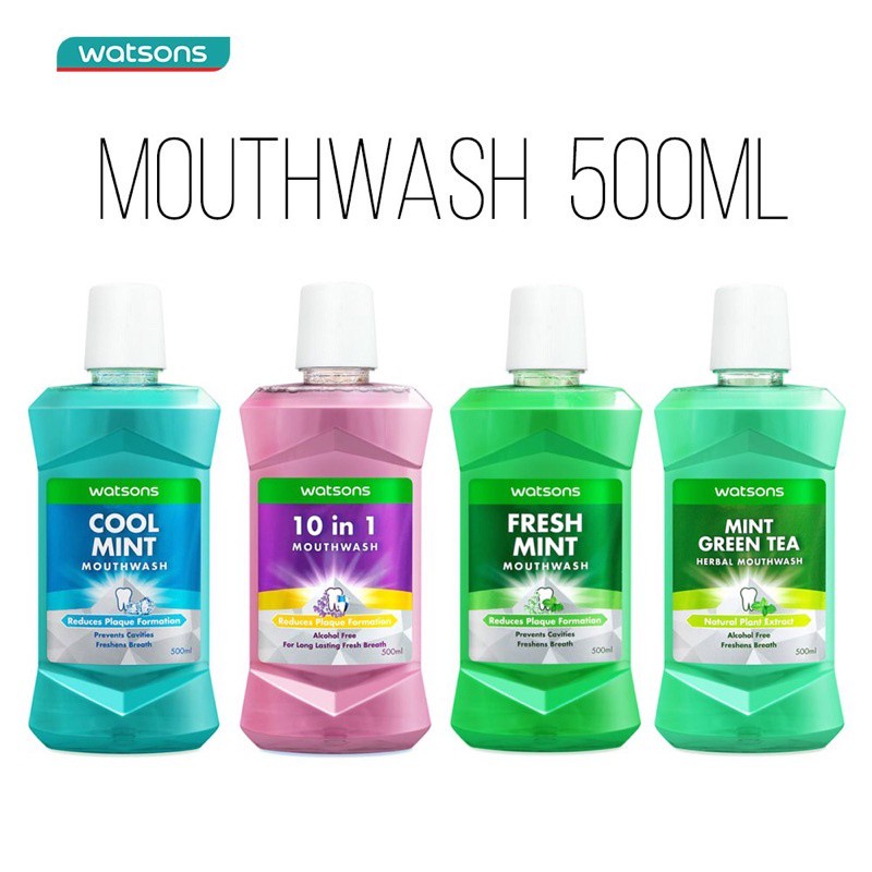 Watson Mouth Wash Cool Mint Fresh Mint 500 Ml Shopee Malaysia