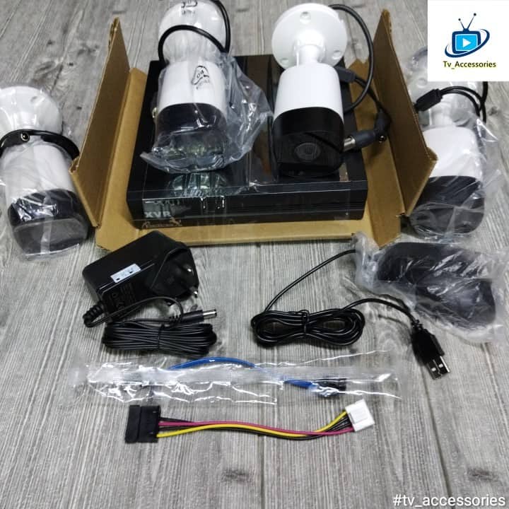 cctv camera full set 4 channel 4 pcs camera and decorder set can ...