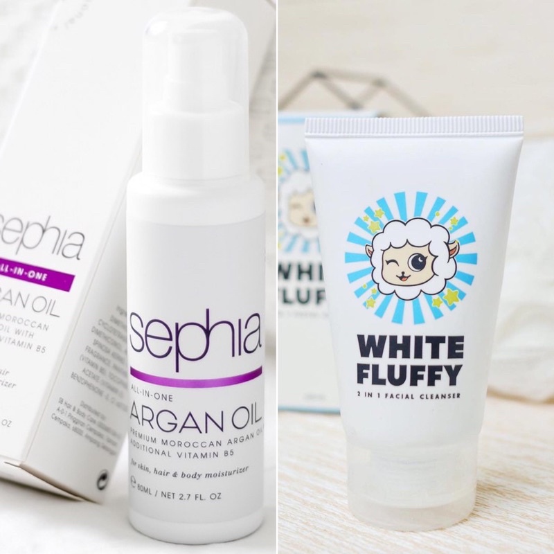 (Combo) Sephia Argan Oil & White Fluffy Facial Cleanser by Janna Nick