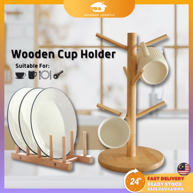 DAYDREAM Wooden Cup Holder Rack Rak Cawan Gantung Mug Holder Stand Cup