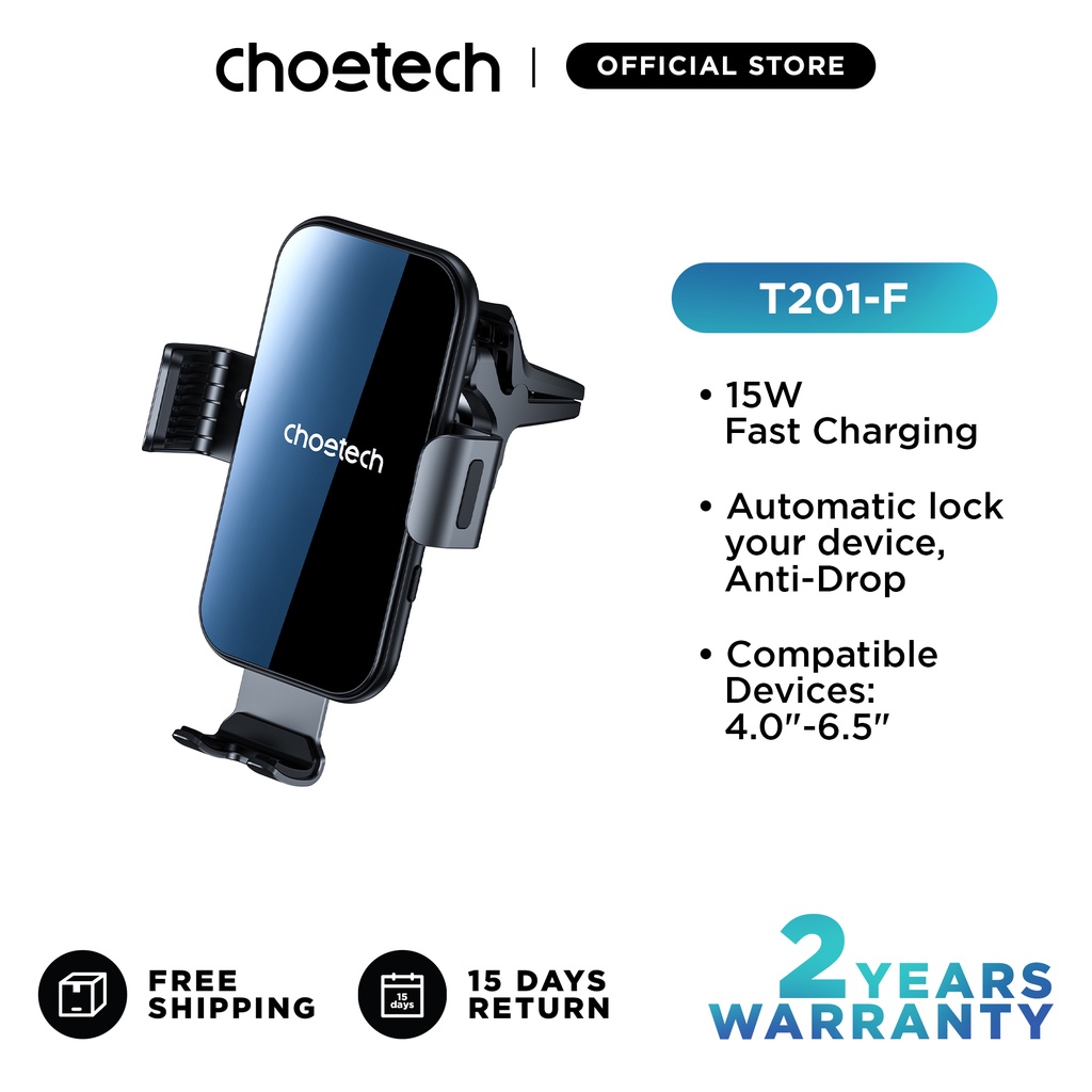 Choetech T201 15W Wireless Car Charger fast charge USB TypeC / TypeA