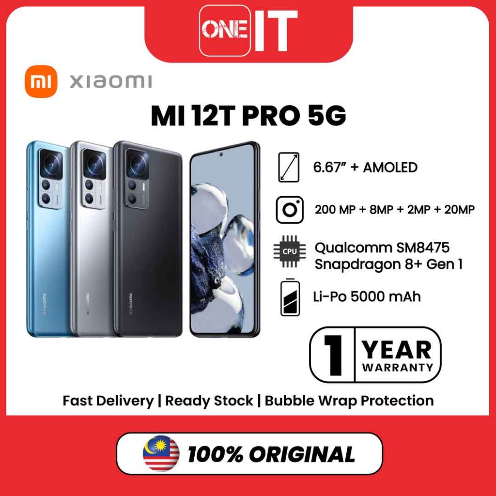 Xiaomi Mi 12T Pro 5G 8+256GB | 12+256GB Original Xiaomi Malaysia ...