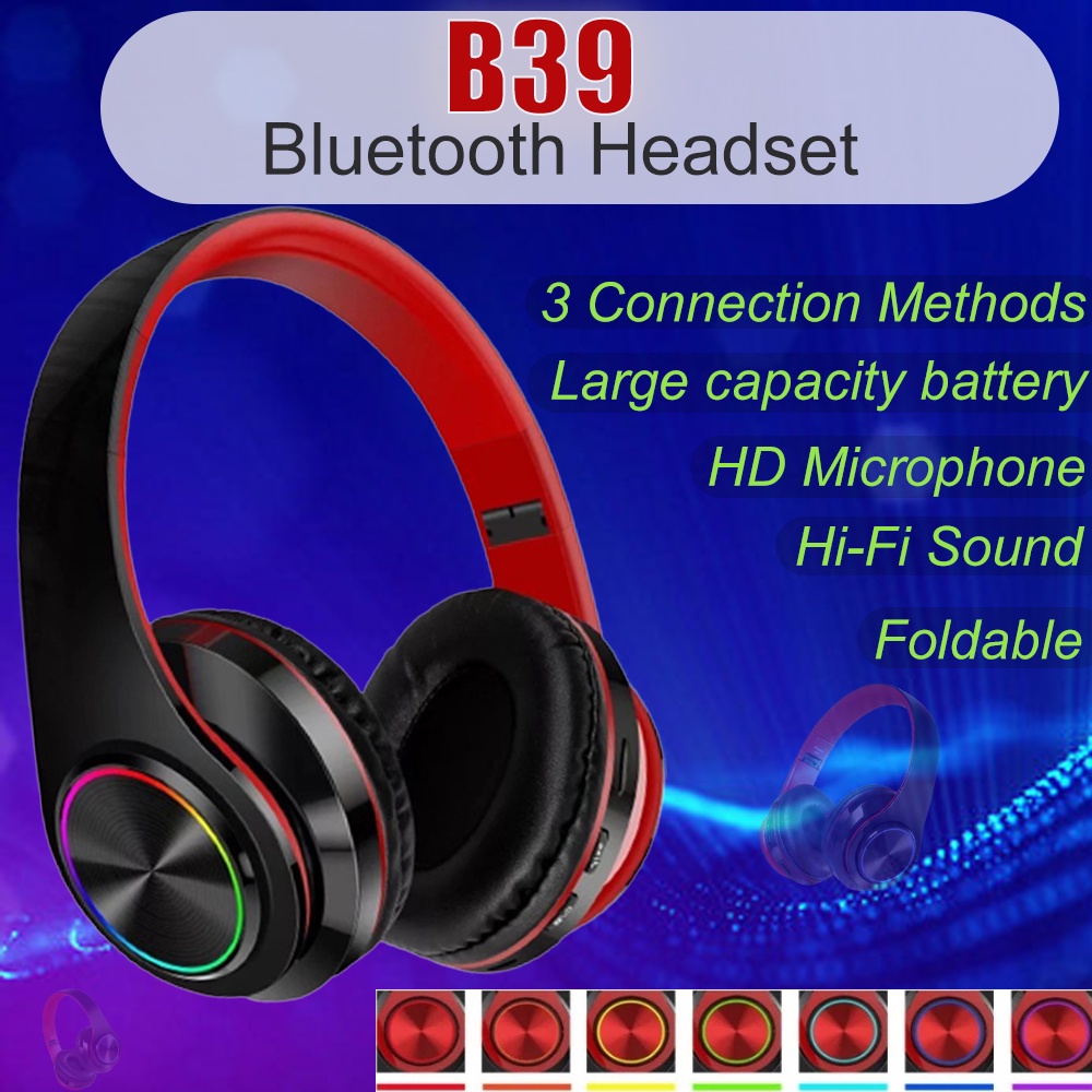 B39 Head-mounted Bluetooth 5.0 Wireless Headset USB with MicroPhone ...
