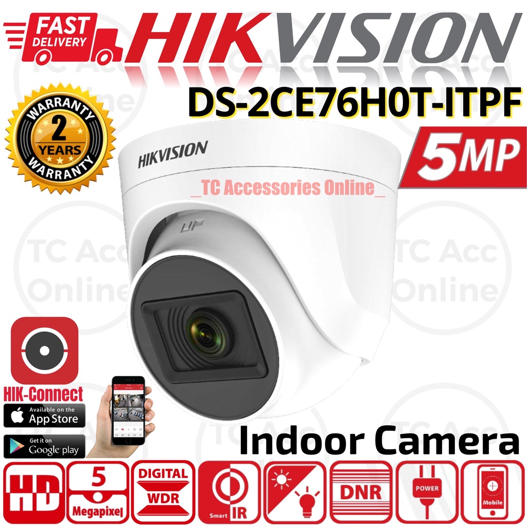 HIKVISION 5MP 1920P Full HD Indoor IR Dome HIK TVI Camera DS2CE76H0T