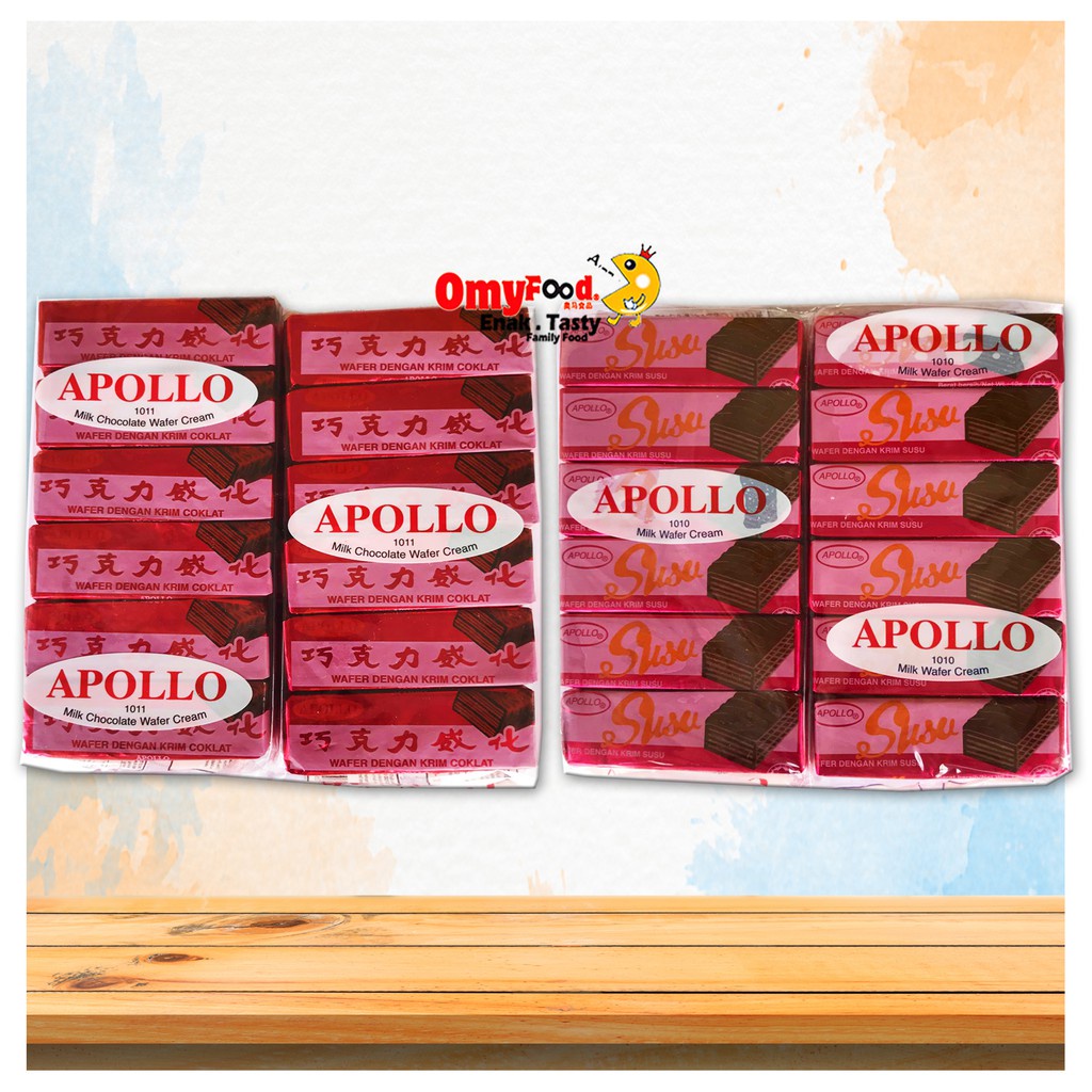12g x 48pcs Apollo Milk Wafer Cream 1010 / Milk Chocolate Wafer Cream 1011[OmyFood]