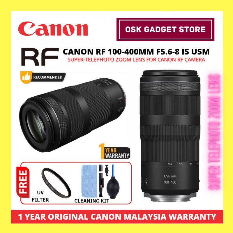 Canon RF 100-400mm F/5.6-8 IS USM Telephoto Zoom Lens | RF Mount | Canon Malaysia Warranty