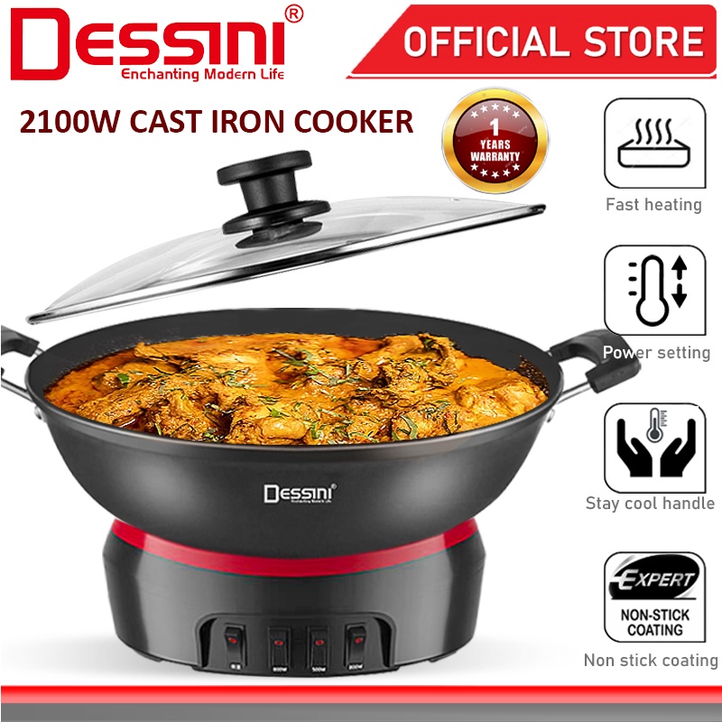 DESSINI ITALY Electric Cooker Steamboat Hot Pot Casserole Non Stick Frying Wok Pan Rice Cooker Periuk Masak Elektrik