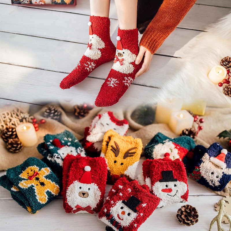 Women Fuzzy Cozy Fluffy Socks Soft Winter Warm Soft Crew Cartoon Animal Cute Funny Comfy Slipper Sleeping Socks Christmas Gift