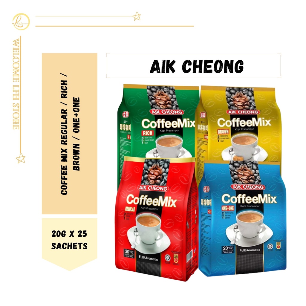 Aik Cheong Coffee Mix Full & Aromatic Brown (20s x 18g) No Sugar (18s x ...