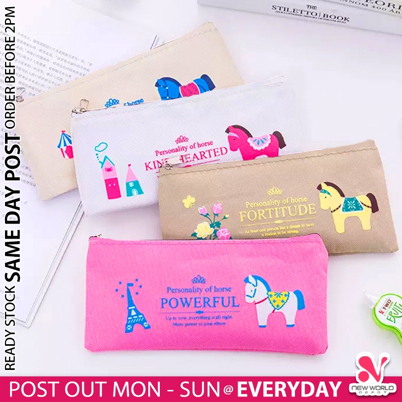 《 》Canvas Zipper Pencil Box Case Stationery Organizer Pouch Storage Purse Kotak Pensel 铅笔盒 NWD