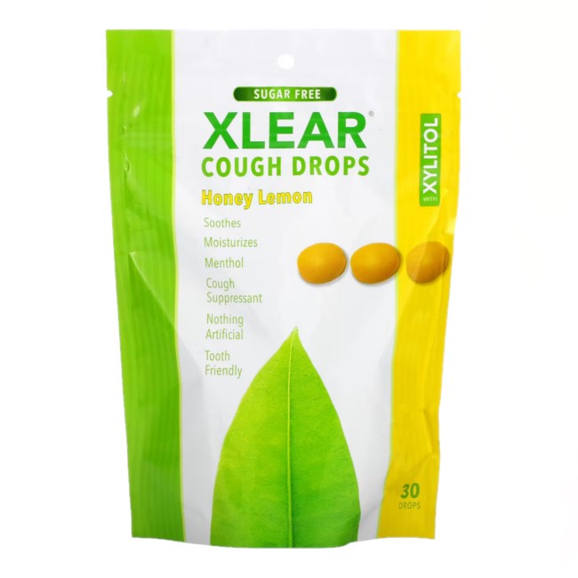 Xlear, Cough Drops with Xylitol, Sugar Free, Honey Lemon, 30 Drops