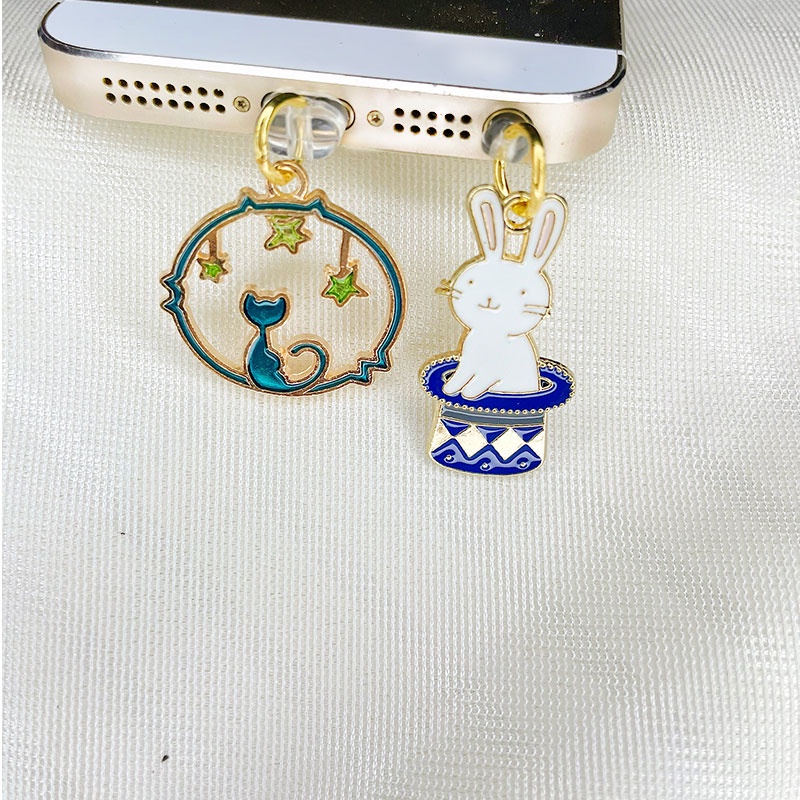 Mobile Phone Anti-Dust Plug Cute Cat Rabbit Rainbow Love Unicorn Pendant Universal Headphone Jack Data Cable Charging Port Plu