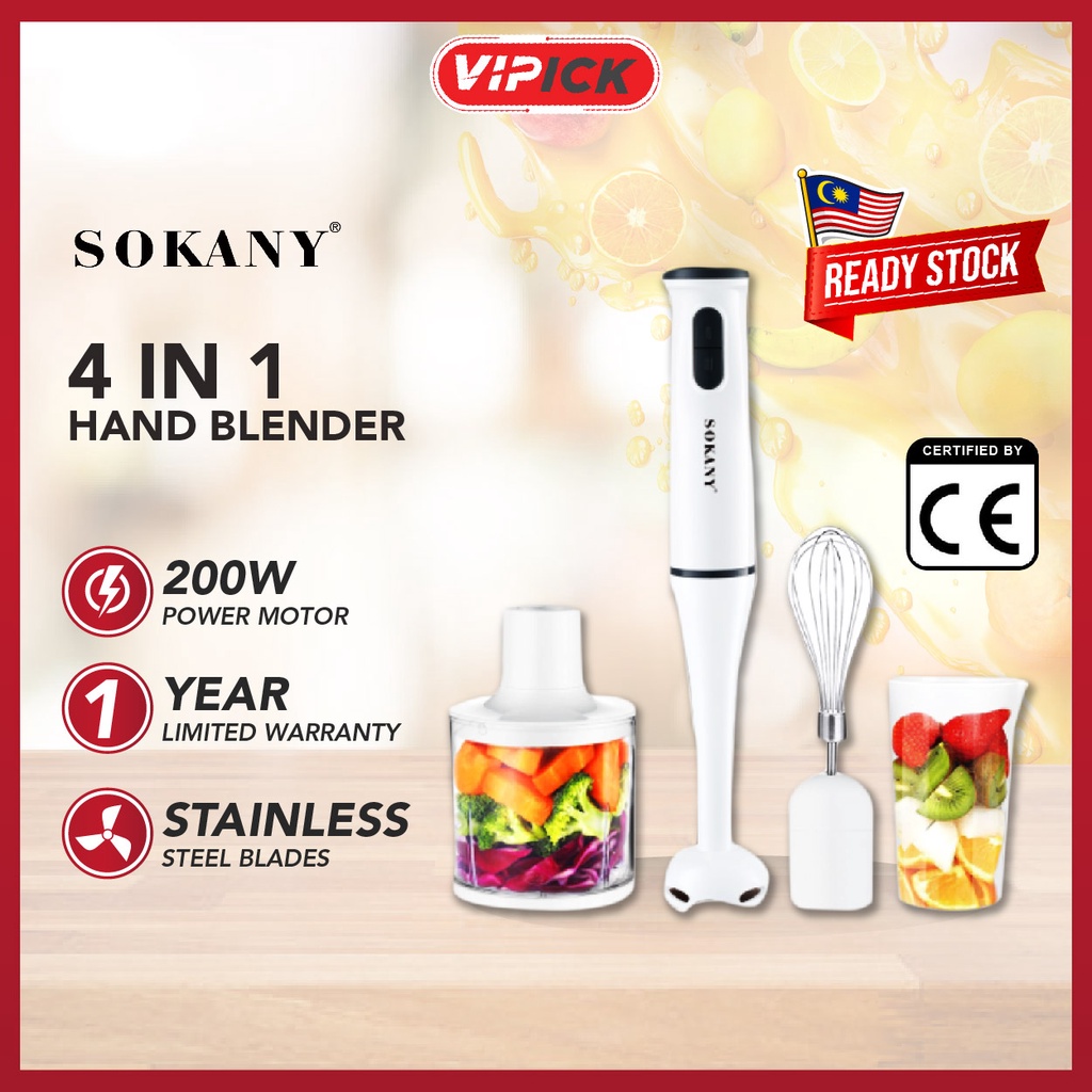 SOKANY 4 In 1 Electric Hand Blender Stick Mixer Baby Food Processor Set