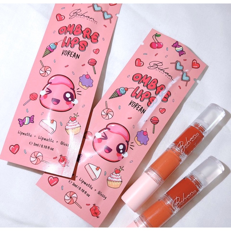 FAST DELIVERY_ ORIGINAL HQ #BARU LIPMATTE OMBRE LIPS KOREAN 4 IN 1 (NEW PACKING) 2.0 EDISI TERBARU 4 COLOR #BARU